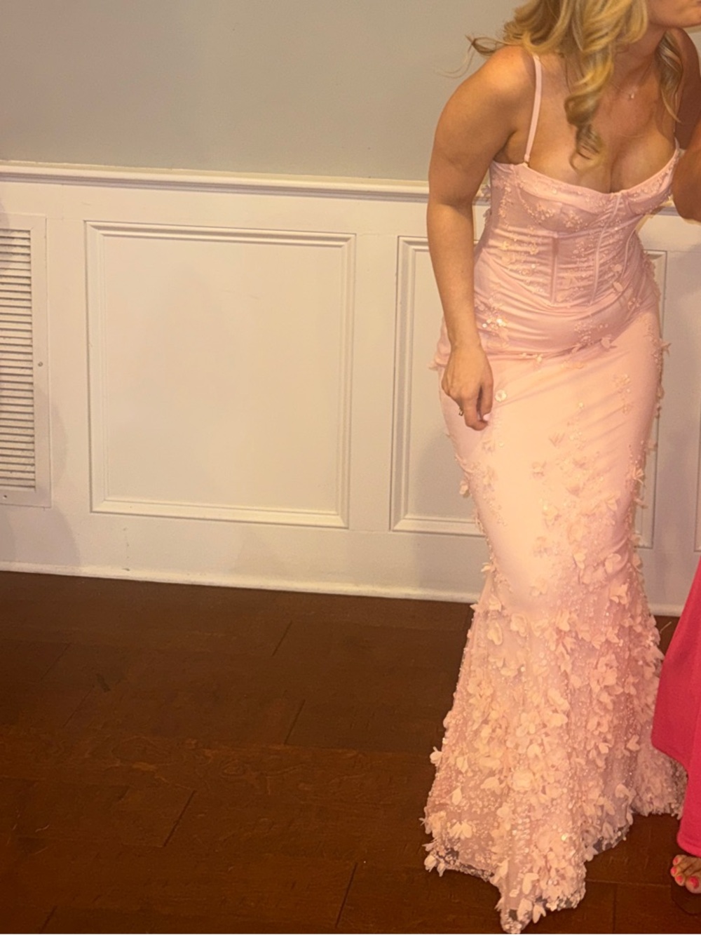Oh Polly Soft Pink Lace-Up Corset Maxi Gown - Picture 3 of 5